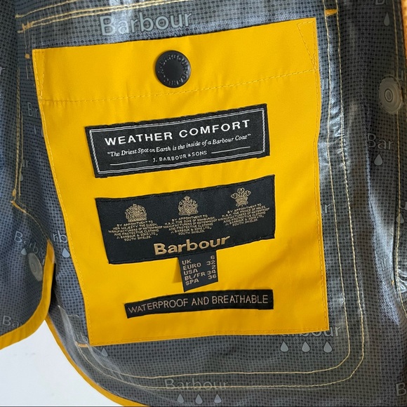 Barbour Yellow Rain Jacket Size US 2 - Picture 3 of 13